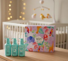 Love Momma’s 3 Bottles + Napkins Gift Hamper (Baby Shampoo, Body Butter, Wash)