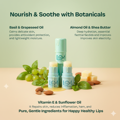 Love Momma Super Rich Mom & Baby Lip Balm – Basil & Almond Oil| Clean, Gentle & Nourishing Lip Care for Moms and Babies | Heals Dry Lips and Soothes Baby